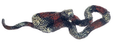 Dollhouse Miniature Ringed Hognose Snake, Large, Grey & Red & Bk